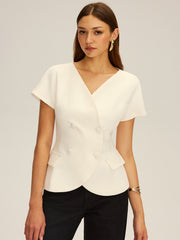 Double-Breasted Short-Sleeve Blazer