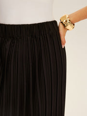 Pleated Elastic Waist Maxi Skirt
