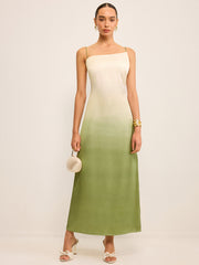 Gradient Asymmetrical Strap Maxi Dress