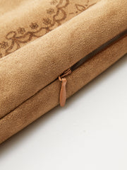 Print Suede Effect Button Mini Skirt