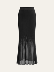 Mesh Hem Ribbed Knit Mermaid Skirt