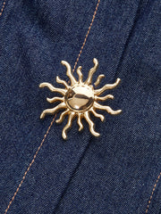 Denim Sleeveless Pleated Shirt Dress