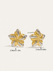 Two-Tone Flower-Shaped Stud Earrings