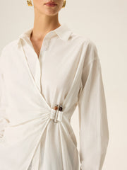 Asymmetric Wrap Long-Sleeve Shirt