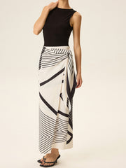 Sleeveless Top and Print Wrap Skirt Set