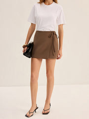 Wrap Mini Skirt with Tie Detail