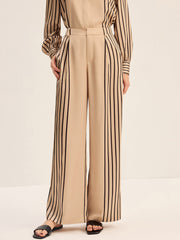 Striped Shirt and Wide-Leg Pants Set