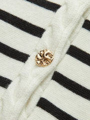 Cable Knit Trim Striped Vest