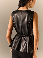 PU Leather Sleeveless Top
