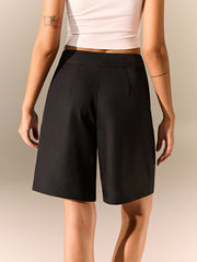 Buckle Detail Mid-Waist Shorts