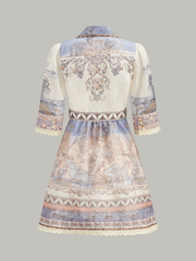 Semi-Sheer Buttoned Dress With Belt