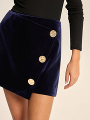 Velvet Asymmetric Mini Skirt
