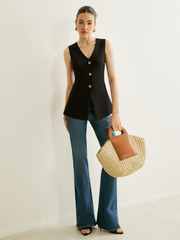 Metal Detail V-Neck Vest