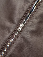 Back Zipper PU Leather Twist T-Shirt