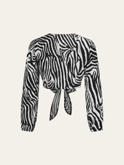 Zebra Print Tie-Front Top