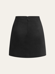 Metal Detail Asymmetric Hem Mini Skirt