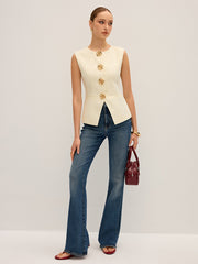 Metal Detail Sleeveless Vest