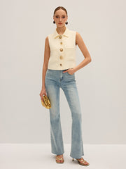 Irregular Metal Button Sleeveless Vest