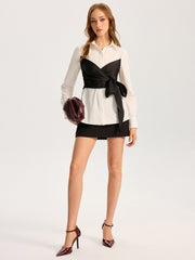 2 in 1 Cotton-Blend Shirt with Belt