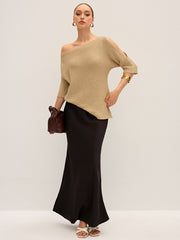 Asymmetric One-Shoulder Knitted Top