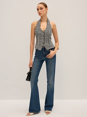 Checkered Halter Neck Vest