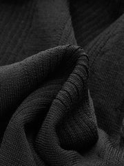 Contrast Bow Belt Ribbed Knit Midi Skirt