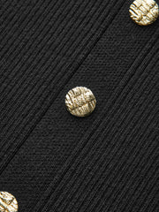 Metal Button Peplum Wool Knit Top