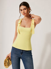 Bow-Tie Strap Waist-Cinching Top