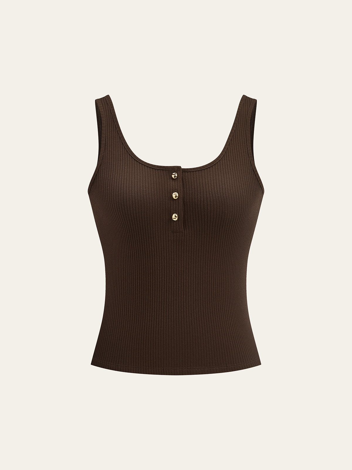 Ribbed Button-Front Tank Top