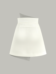 Asymmetric Metal Button Decor Pocket Mini Skirt