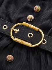 Semi-Sheer Chiffon Floral Print Belted Dress