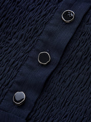 Mesh-Paneled Ruffled Hem Smocked Waist Blouse