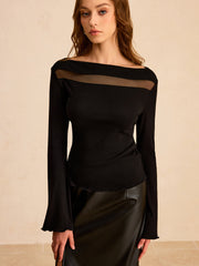 Mesh Paneled Long Sleeve T-Shirt