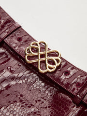 Belted Croc Embossed PU Leather Mini Skirt