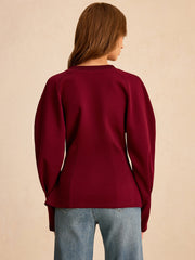 Lantern Sleeve Crew Neck Sweatshirt