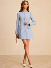 Long Sleeve Fitted A-Line Dress