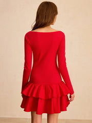 Long Sleeve Tiered Ruffle Mini Dress
