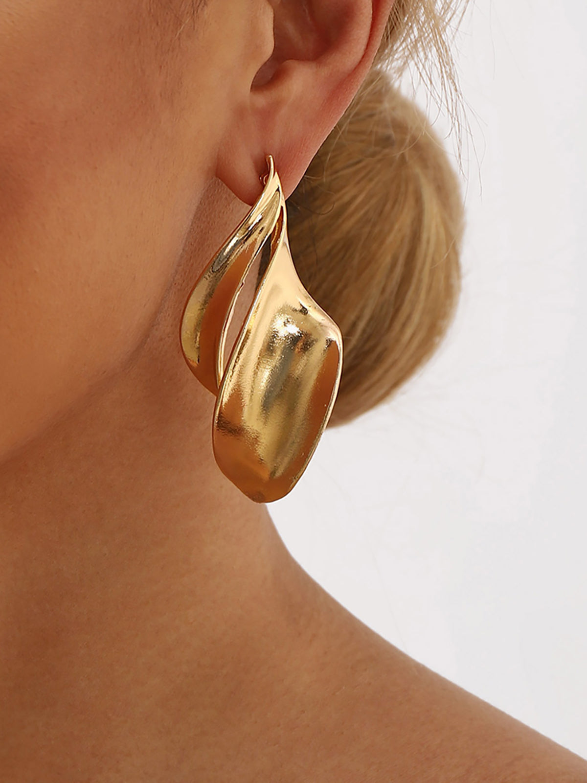 Twisted Leaf-Shaped Drop Earrings