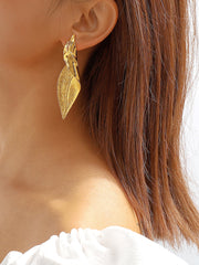 Golden Leaf-Shaped Drop Earrings