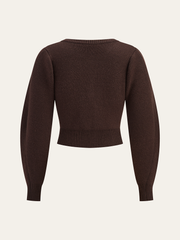 Lamb Sleeve Metal Button Knit Top and Skirt Set