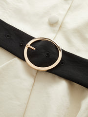 Contrast Belted Balloon Sleeve Shirt