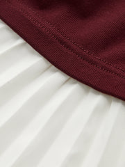 Contrast-Paneled Pleated Peplum T-Shirt