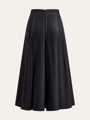 Metal Chain Detail Pleated Midi Skirt