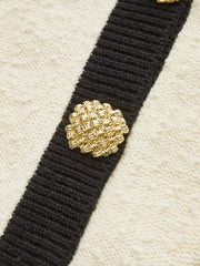 Contrast Trim Metal Button Textured Knit Vest