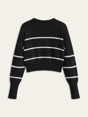 Striped Wool Blend Button Cardigan