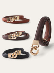 Twisted Buckle PU Leather Thin Belt