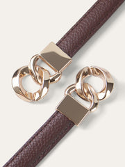 Twisted Buckle PU Leather Thin Belt