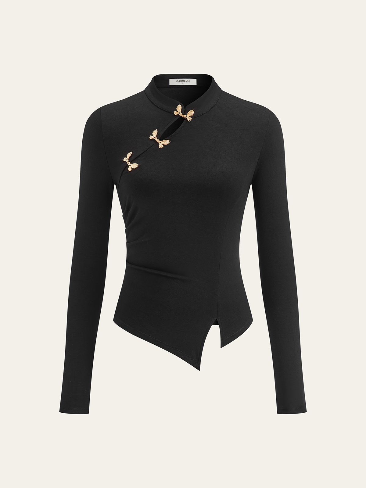 Asymmetric Metal Butterfly Detail Top