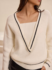 2 in 1 Contrast Trim Sweater