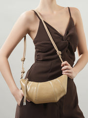 Leather Crescent Crossbody Bag